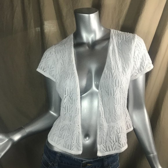 a.n.a. A New Approach Women's Small Vintage USA Knit Cardigan Crop Open Front To - Picture 14 of 15